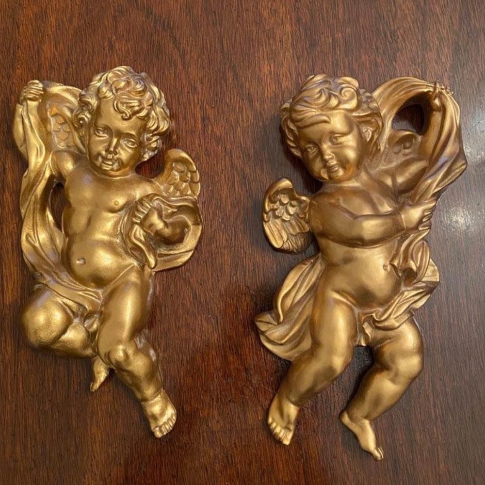 Vintage Gold Cherub Wall Decor